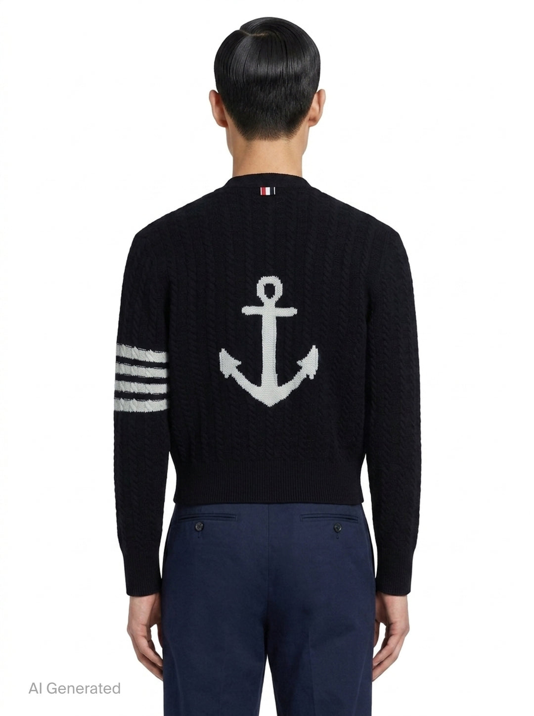 Cable Knit Cropped Cardigan | Thom Browne | Club21 - back