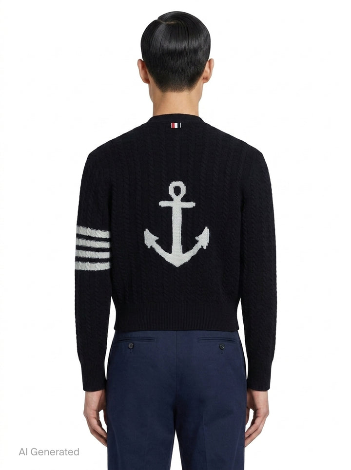 Cable Knit Cropped Cardigan | Thom Browne | Club21 - back