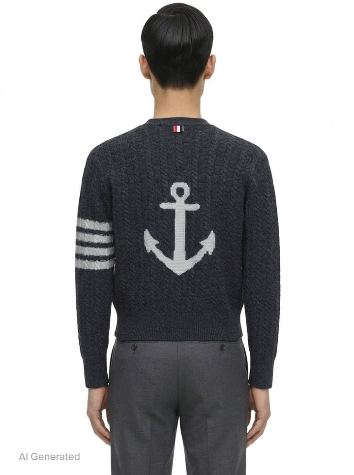 Cable Knit Cropped Cardigan | Thom Browne | Club21 - back