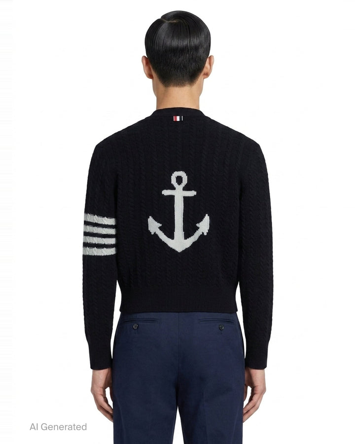 Cable Knit Cropped Cardigan | Thom Browne | Club21 - back