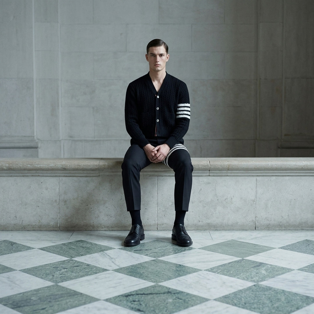Cable Knit Cropped Cardigan | Thom Browne | Club21 - lifestyle