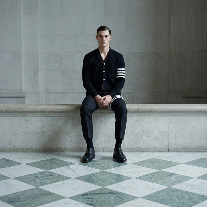 Cable Knit Cropped Cardigan | Thom Browne | Club21 - lifestyle