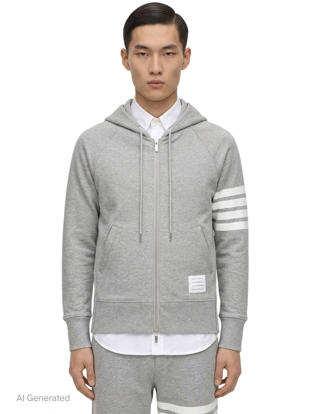 Classic 4-Bar Full Zip Hoodie | Thom Browne | Club21 - front