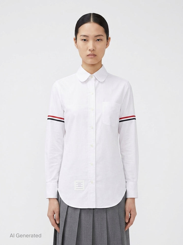 Classic Long Sleeve Striped Shirt | Thom Browne | Club21 - front