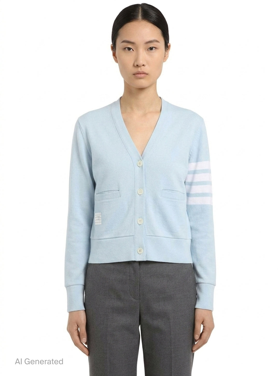 Classic Loopback V-Neck Cardigan | Thom Browne | Club21 - front