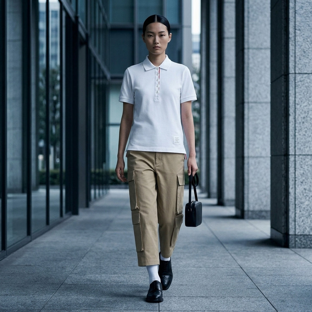 Classic Pique Stripe Relaxed Polo | Thom Browne | Club21 - lifestyle