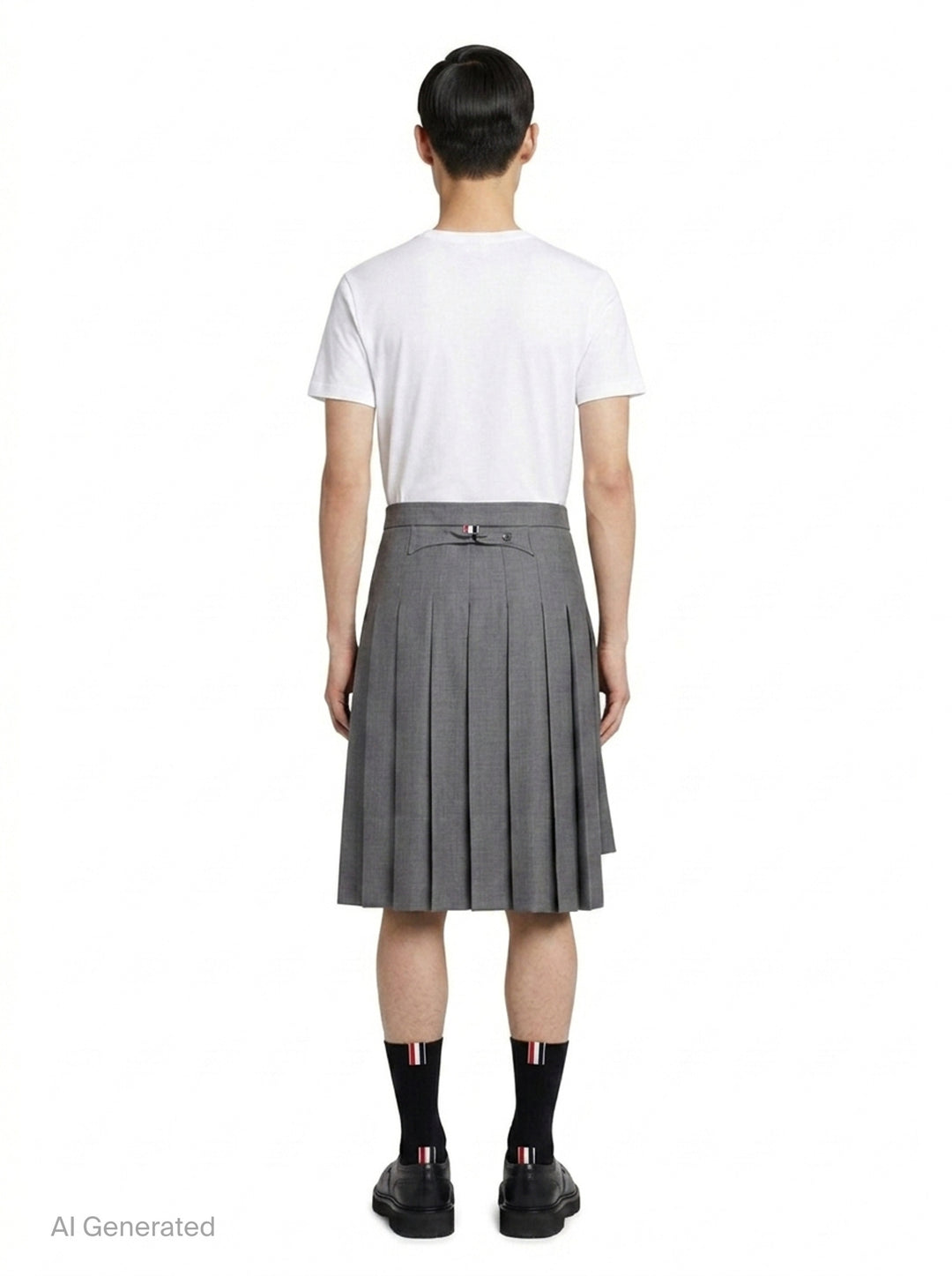 Classic Rise Pleated Knee Length Skirt | Thom Browne | Club21 - back
