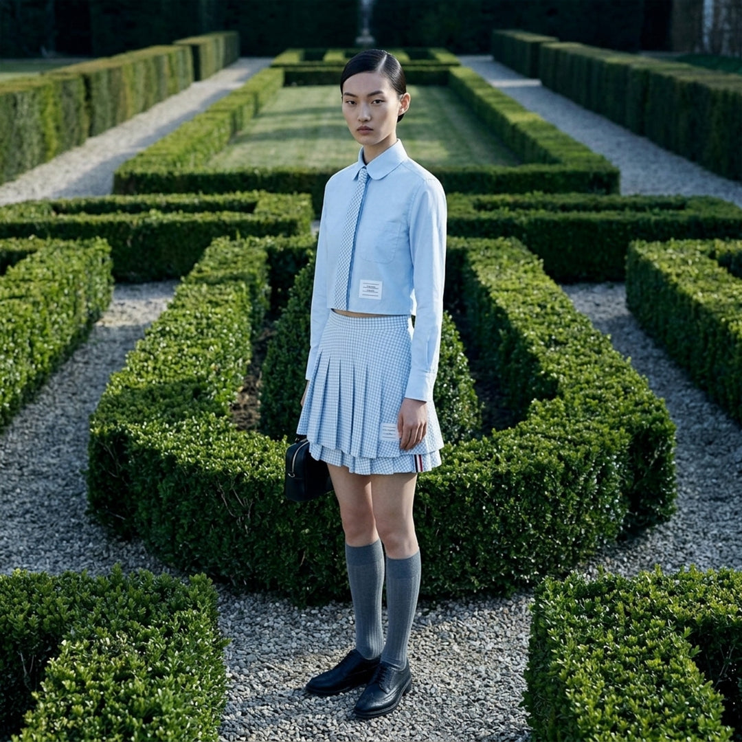 Classic Round Collar Cropped Shirt | Thom Browne | Club21 - lifestyle