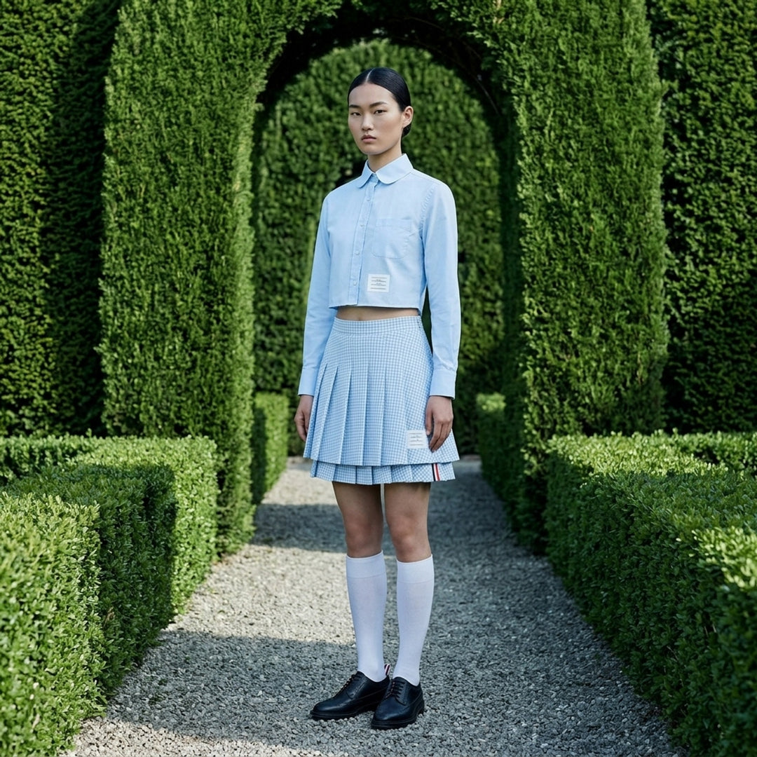 Classic Round Collar Cropped Shirt | Thom Browne | Club21 - lifestyle