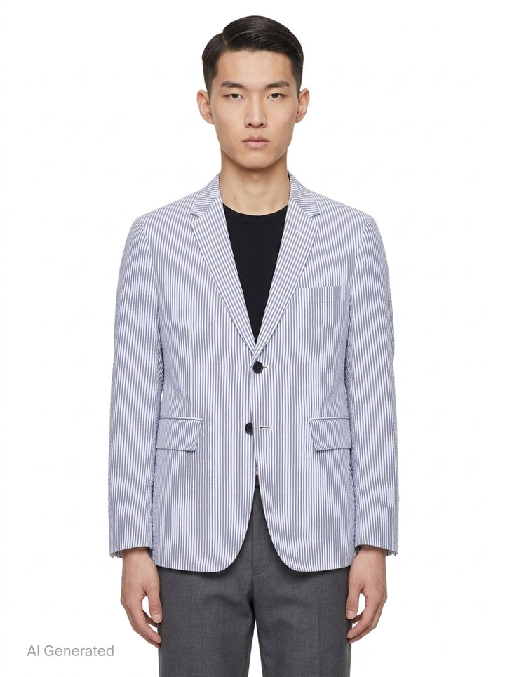 Classic Seersucker Sport Coat | Thom Browne | Club21 - front