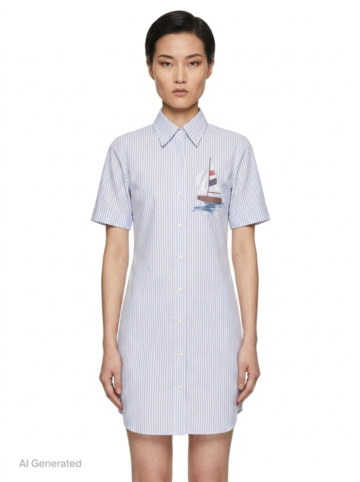 Classic Short Sleeve Shirt Dress | Thom Browne | Club21 - front