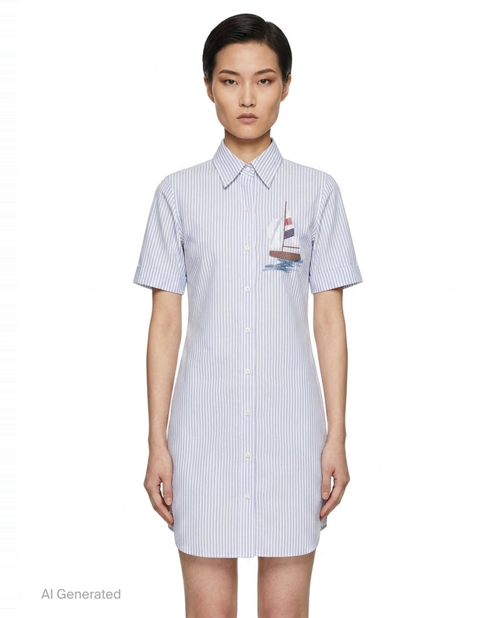 Classic Short Sleeve Shirt Dress | Thom Browne | Club21 - front