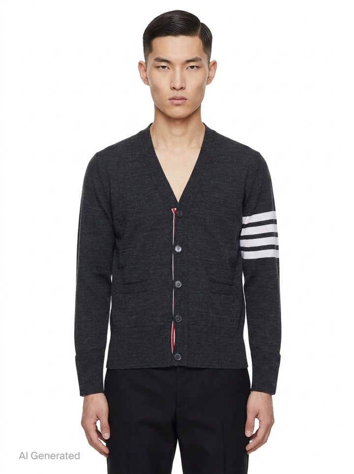 Classic V-Neck Cardigan | Thom Browne | Club21 - front