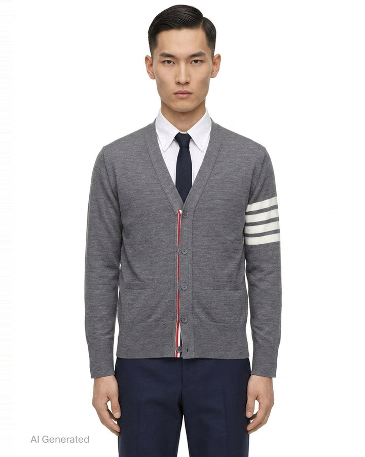 Classic V-Neck Cardigan | Thom Browne | Club21 - front