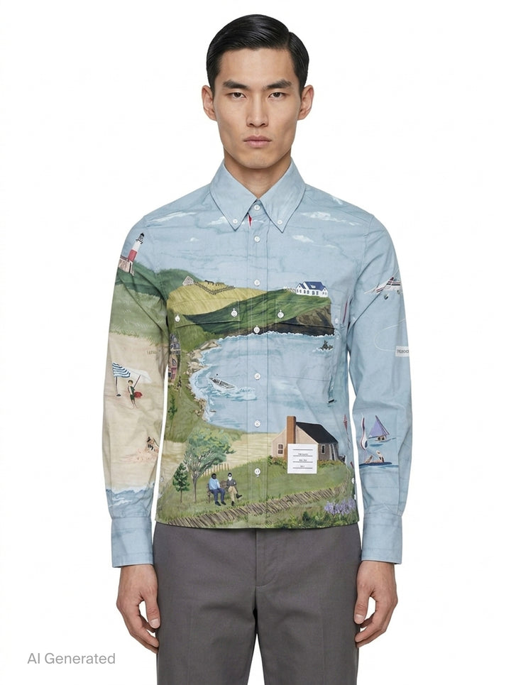 Coastal Scene Utility Shirt | Thom Browne | Club21 - front