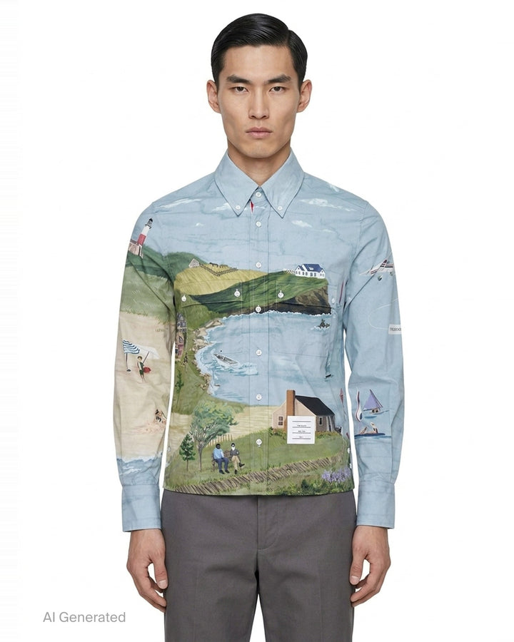 Coastal Scene Utility Shirt | Thom Browne | Club21 - front