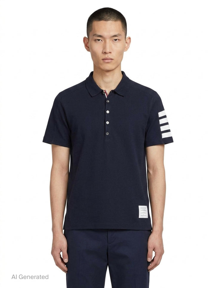 Cotton 4-Bar Short Sleeve Polo | Thom Browne | Club21 - front