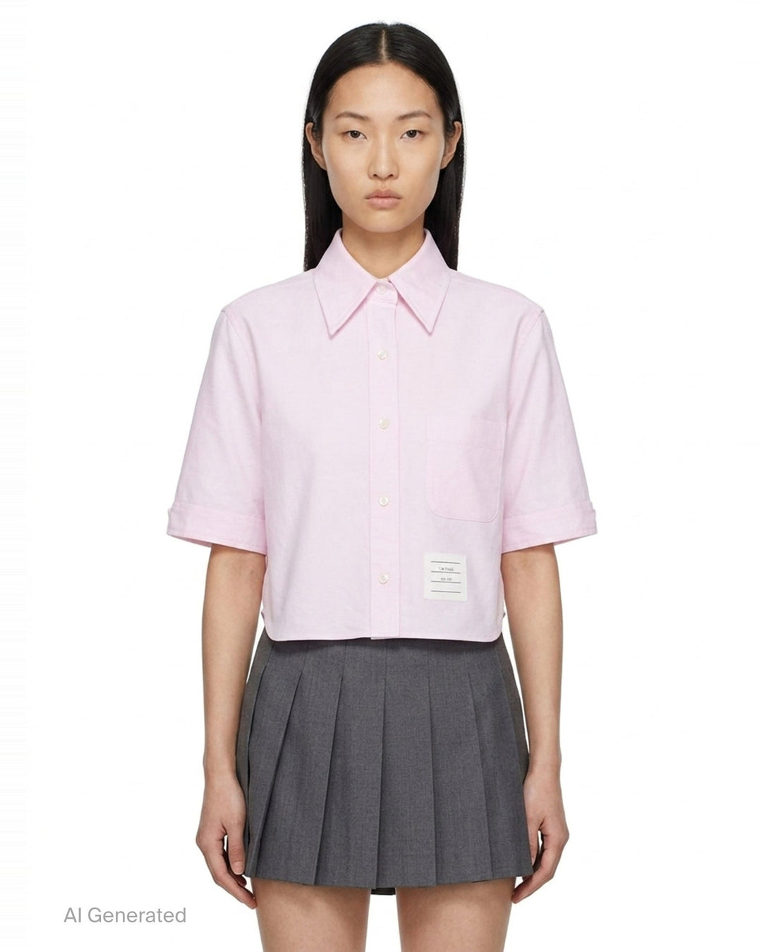 Cropped Point Collar Shirt | Thom Browne | Club21 - front
