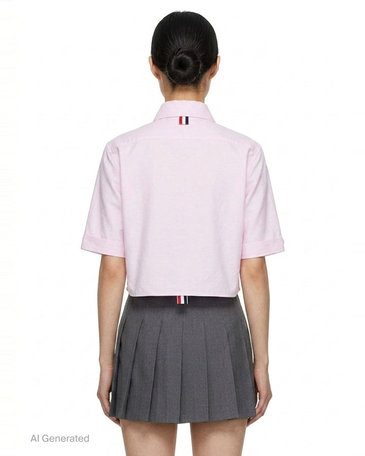 Cropped Point Collar Shirt | Thom Browne | Club21 - back