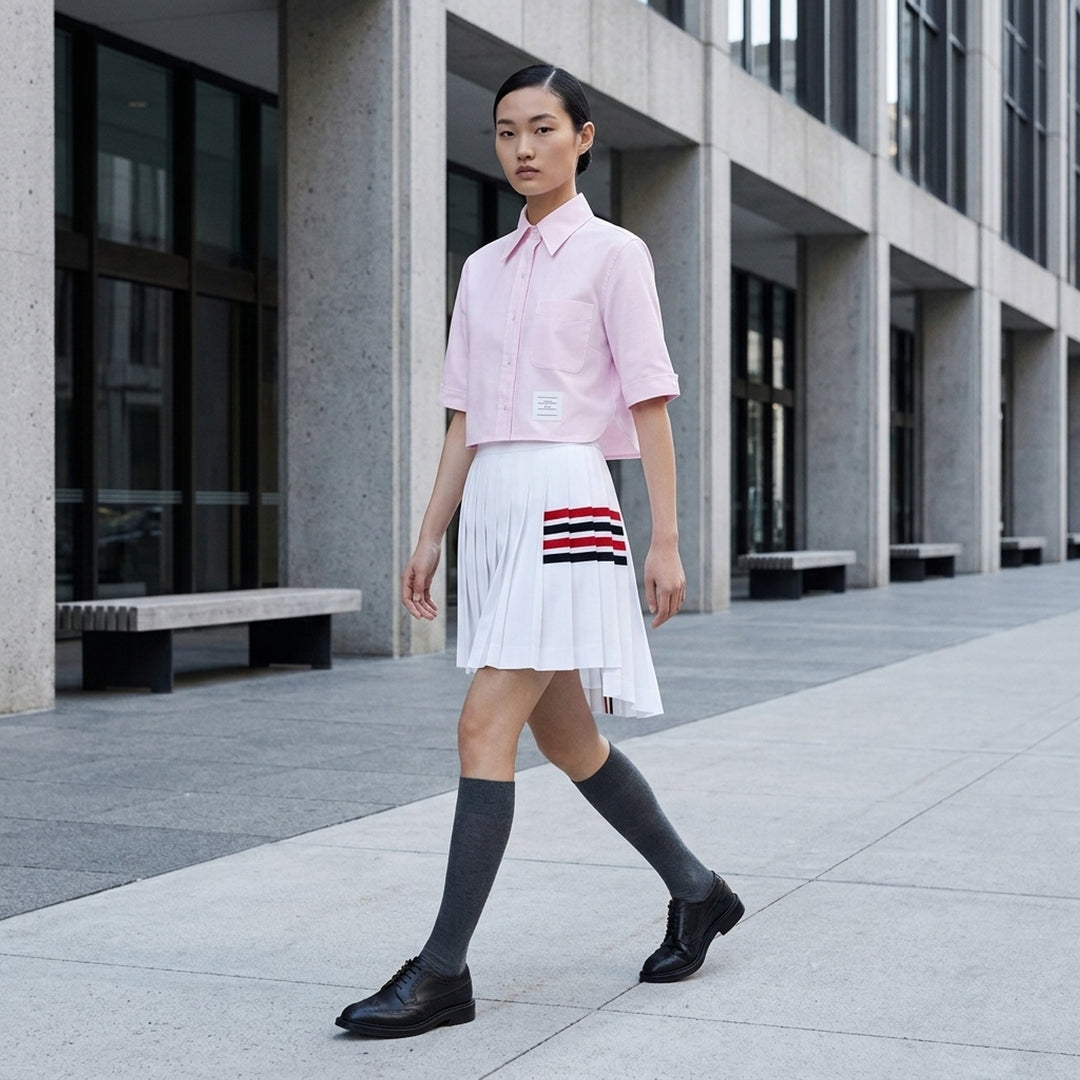 Cropped Point Collar Shirt | Thom Browne | Club21 - lifestyle
