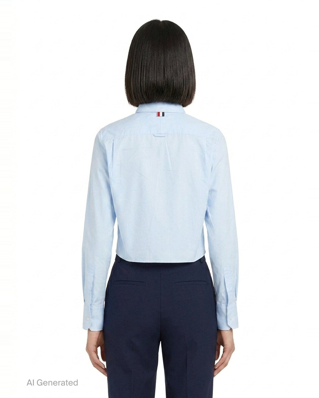 Cropped Round Collar Shirt | Thom Browne | Club21 - back