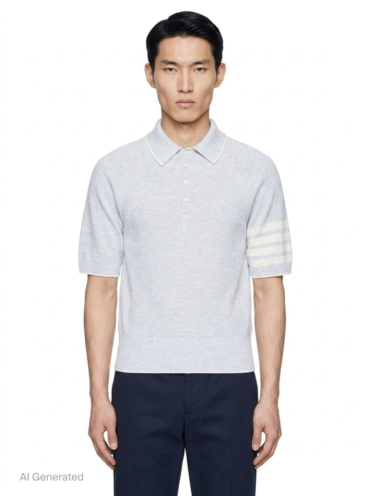 Cross Over Tuck Stitch Relaxed Polo | Thom Browne | Club21 - front