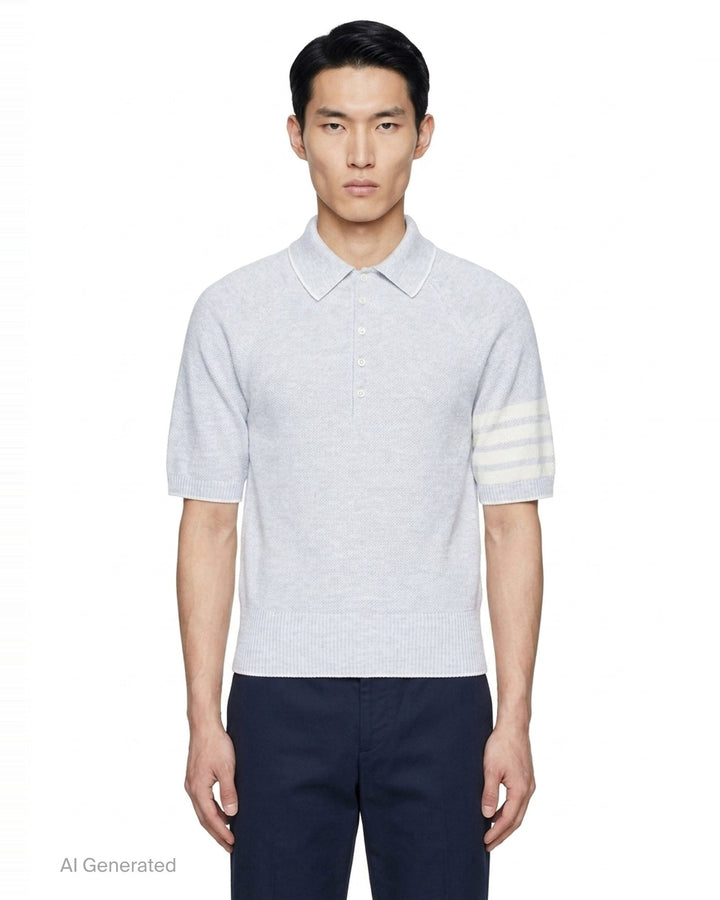Cross Over Tuck Stitch Relaxed Polo | Thom Browne | Club21 - front