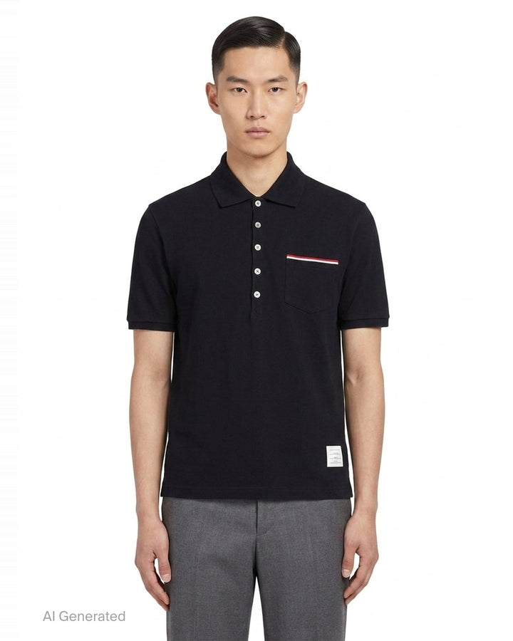 Fine Mercerized Pocket Polo | Thom Browne | Club21 - front