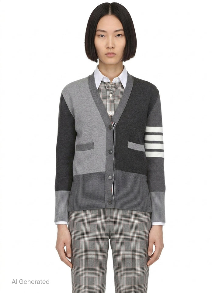 Funmix Crepe 4-Bar Cardigan | Thom Browne | Club21 - front