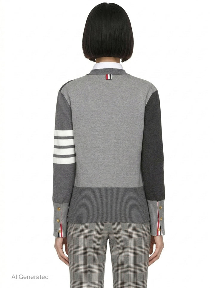 Funmix Crepe 4-Bar Cardigan | Thom Browne | Club21 - back