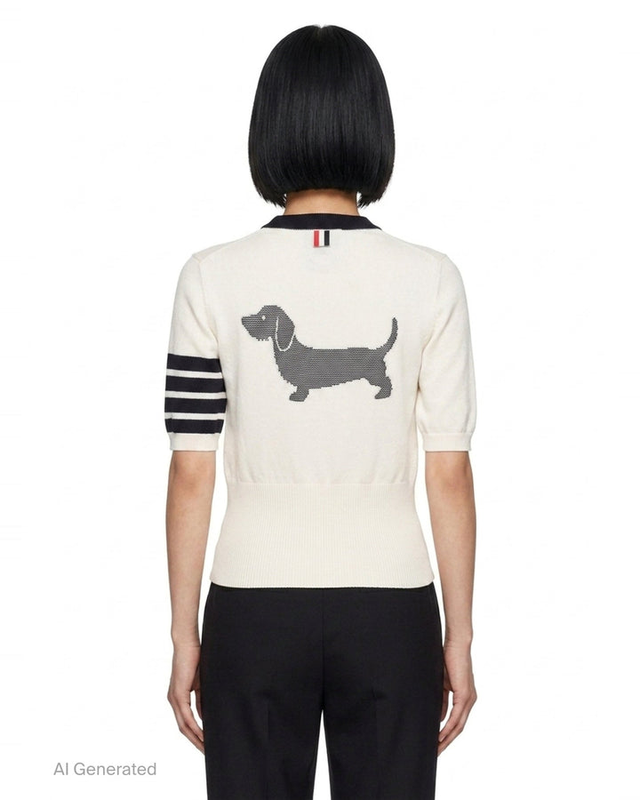 Hector Intarsia Short Sleeve Tee | Thom Browne | Club21 - back