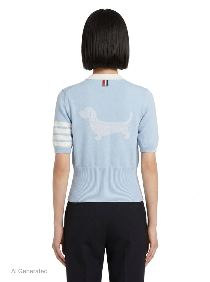 Hector Intarsia Short Sleeve Tee | Thom Browne | Club21 - back