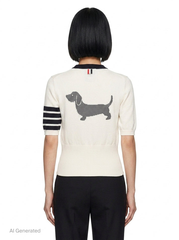 Hector Intarsia Short Sleeve Tee | Thom Browne | Club21 - back