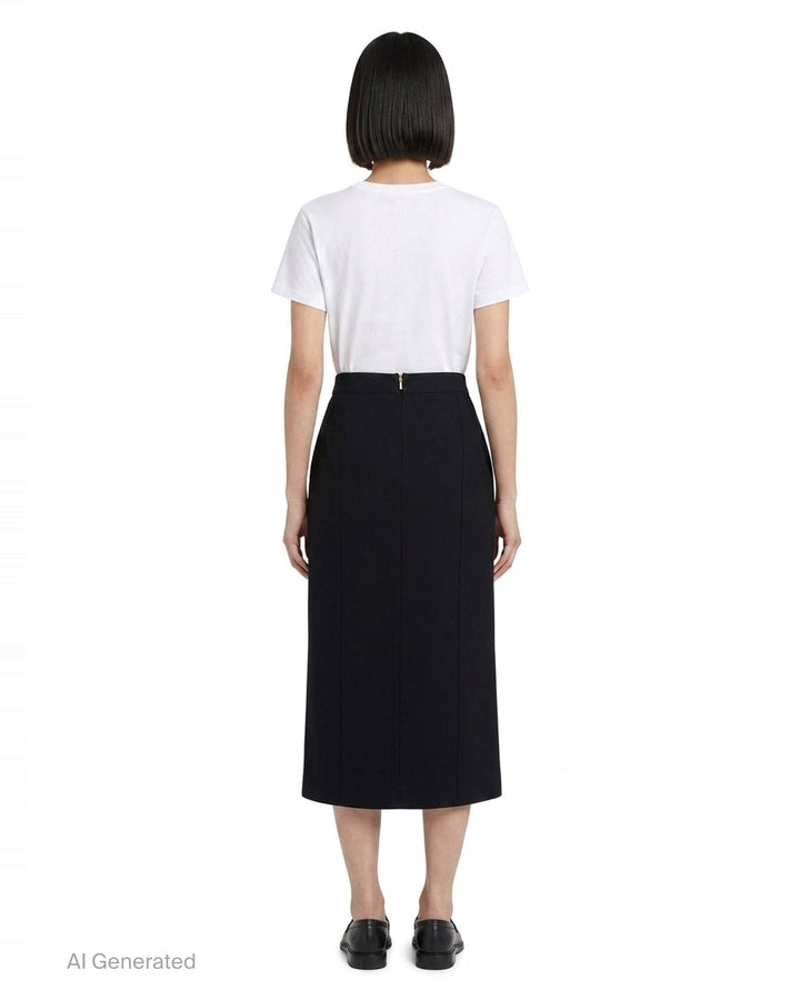 High Waisted Button Front Skirt | Thom Browne | Club21 - back