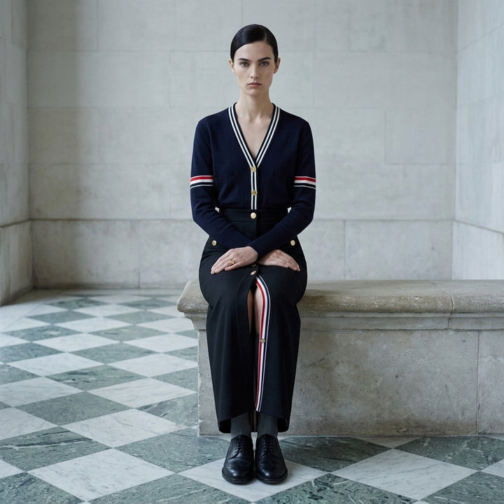 High Waisted Button Front Skirt | Thom Browne | Club21 - lifestyle