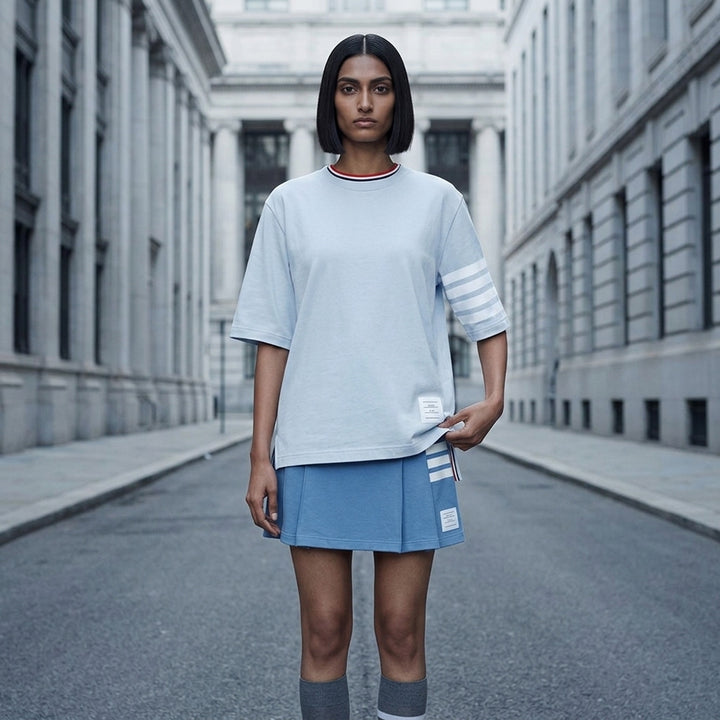Jersey 4-Bar Short Sleeve Tee | Thom Browne | Club21 - lifestyle