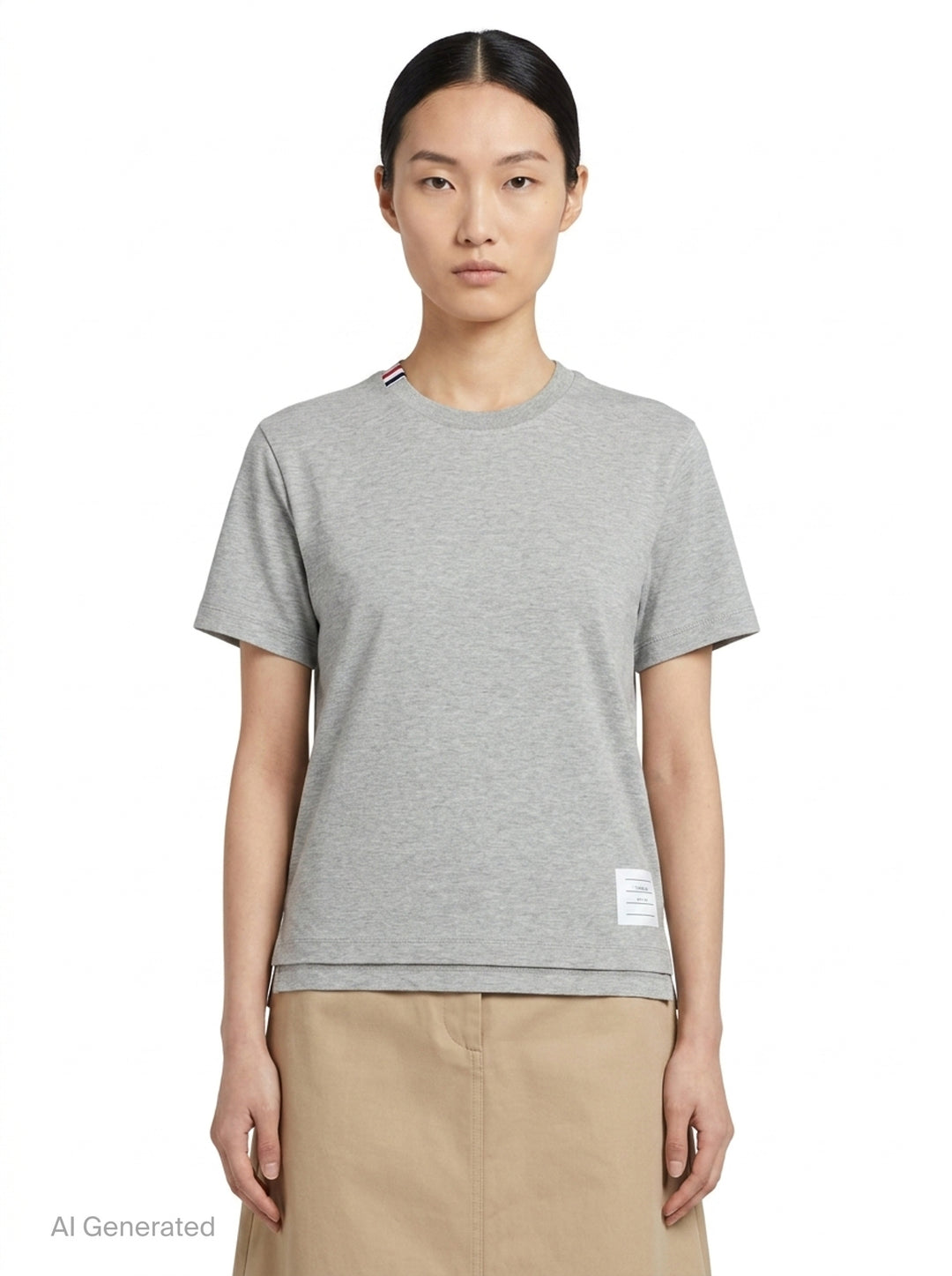 Jersey Relaxed Side Slit Tee | Thom Browne | Club21 - front
