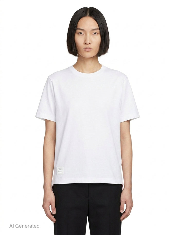 Jersey Relaxed Side Slit Tee | Thom Browne | Club21 - front