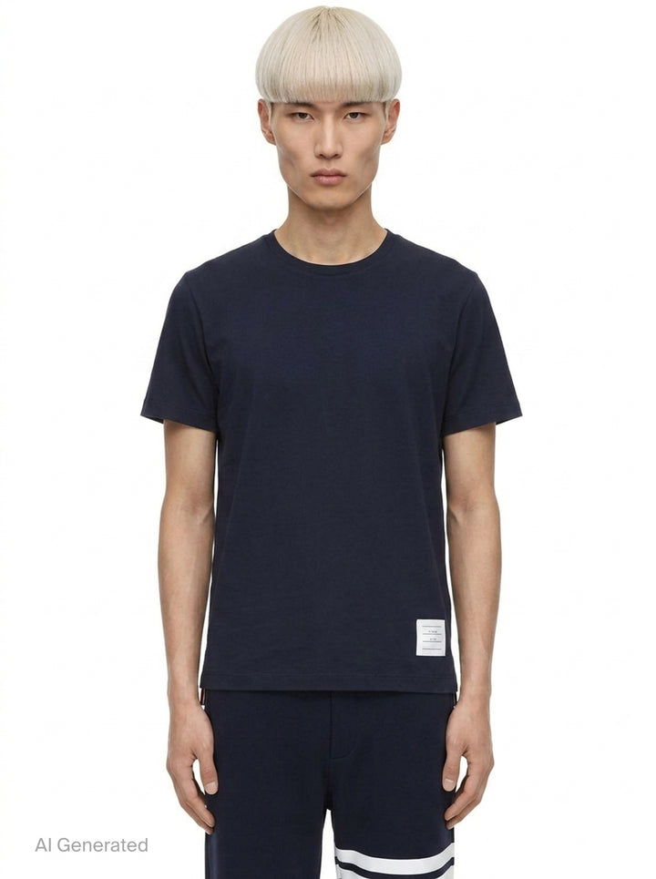 Jersey Relaxed Side Slit Tee | Thom Browne | Club21 - front