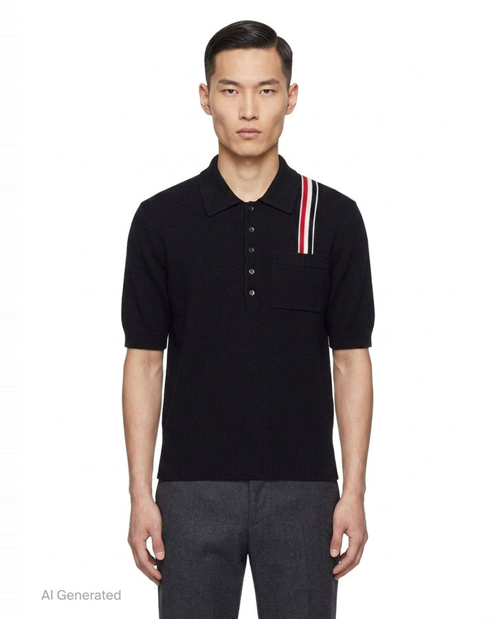 Jersey Stitch Relaxed Polo | Thom Browne | Club21 - front