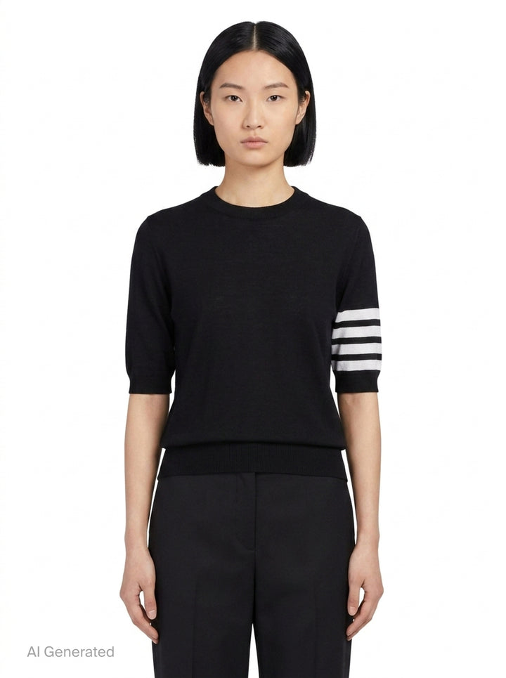 Jersey Stitch Short Sleeve Tee | Thom Browne | Club21 - front