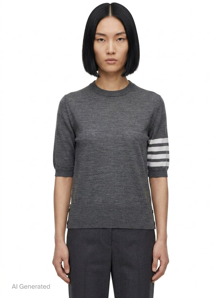 Jersey Stitch Short Sleeve Tee | Thom Browne | Club21 - front
