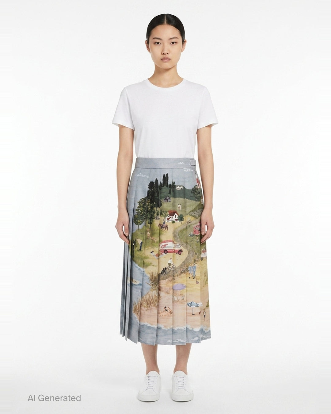 Knee Length Classic Back Pleat Skirt | Thom Browne | Club21 - front