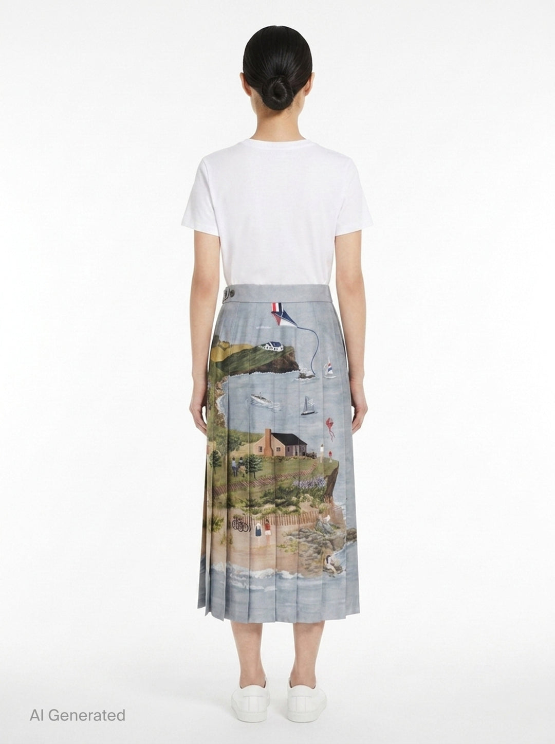 Knee Length Classic Back Pleat Skirt | Thom Browne | Club21 - back
