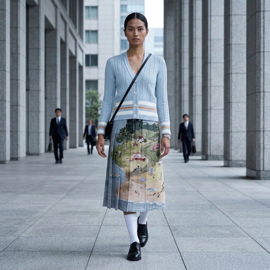 Knee Length Classic Back Pleat Skirt | Thom Browne | Club21 - lifestyle