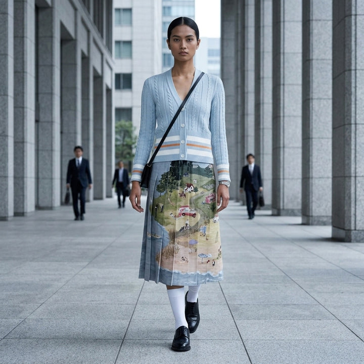 Knee Length Classic Back Pleat Skirt | Thom Browne | Club21 - lifestyle