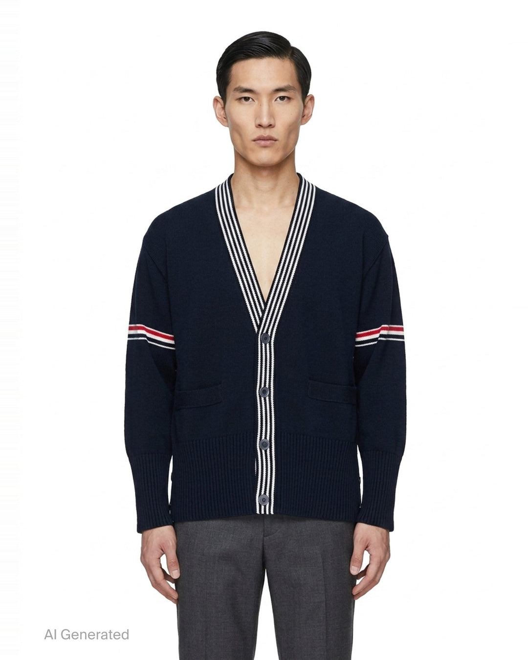 Lobster Jersey Stitch V-Neck Cardigan | Thom Browne | Club21 - front