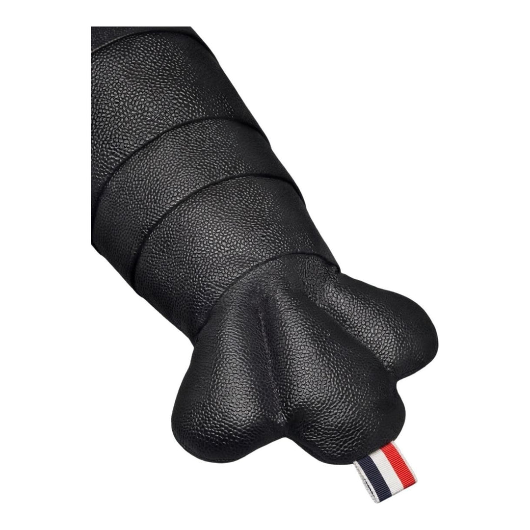 Thom Browne black pebble-grain leather lobster-shaped tote bag with raised claws, rolled handles and a luggage tag - packshot
