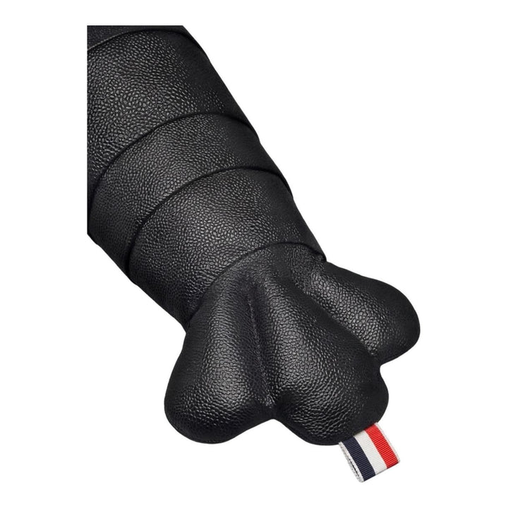 Thom Browne black pebble-grain leather lobster-shaped tote bag with raised claws, rolled handles and a luggage tag - packshot