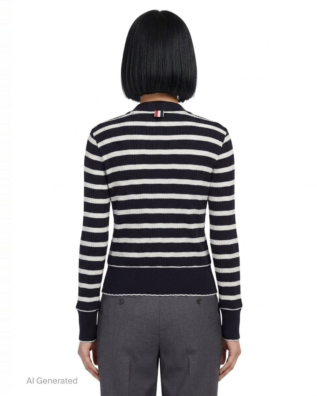 Long Sleeve Crew Neck Cardigan | Thom Browne | Club21 - back